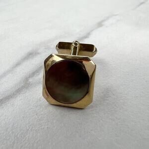 Swank Vintage Gold Tone Abalone Shell Inlay Single Cufflink